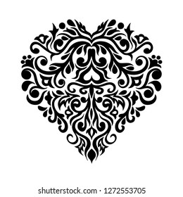Black composition in damask, Arabic, turkish, pakistan motifs isolated on the white background. Template for tattoo,  engraving, decorate dishes, labels, greeting, visit, invitation cards. eps 10
