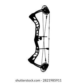 Black compound bow vector silhouette for sport and hunting design