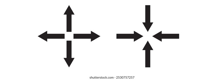preto Comprimir seta alt ícone ou sinal e Comprimir seta símbolo vetor eps 10