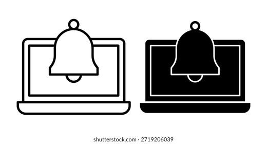 O pacote de ícones de sino preto do computador representa notificações, alertas, lembretes e mensagens do sistema.