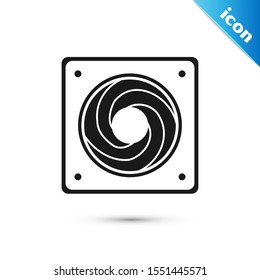 Black Computer cooler icon isolated on white background. PC hardware fan.  Vector Illustration