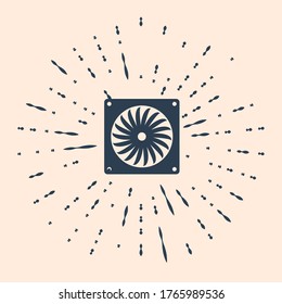 Schwarze Computer-Kühler-Symbol einzeln auf beigem Hintergrund. PC-Hardwarelüfter. Abstrakte Kreis Zufallspunkte. Vektorgrafik