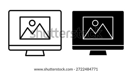 Black computer gallery icon bundle representing photo collections, media storage, and visual libraries.