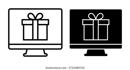 Paquete de icono de caja de regalo de computadora negro adecuado para recompensas, bonos, promociones y ofertas especiales.