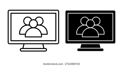 Black computer group people icon bundle suitable for teamwork, collaboration, community, and group management.