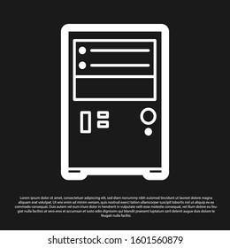 Black Computer icon isolated on black background. PC component sign.  Vector Illustration