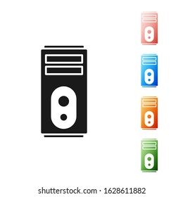 Black Computer icon isolated on white background. PC component sign. Set icons colorful. Vector Illustration