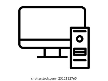 Schwarzes Computersymbol mit Bildschirm