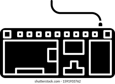 Black Computer keyboard icon isolated on white background. PC component sign.  Vector Illustration