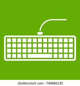 Black computer keyboard icon white isolated on green background. Vector illustration
