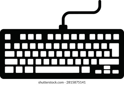 Black computer keyboard icon with wire