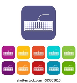 Black computer keyboard icons set