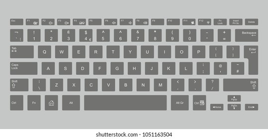 Black computer keyboard. isolated on gray background