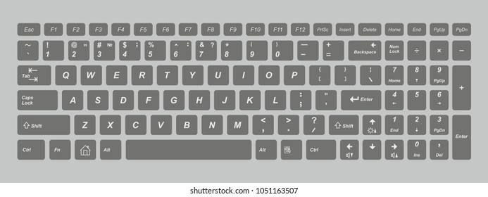 Black computer keyboard. isolated on gray background