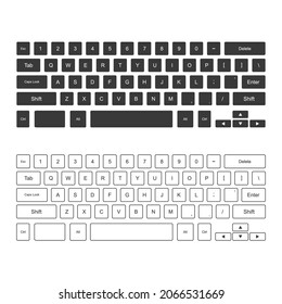 Black computer keyboard, isolated on white background, vector illustration. 