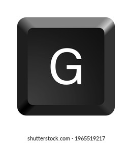 Letra G de la tecla del teclado del ordenador negro. Ilustración vectorial de icono de botón. 