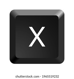 Black computer keyboard key Letter X. Button icon vector illustration. 