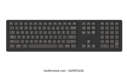 Black computer keyboard on a white background. Vector Illustration