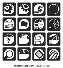 Black Computer, mobile phone and Internet icons -  Vector Icon Set