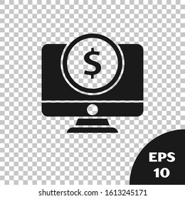 Black Computer monitor with dollar symbol icon isolated on transparent background. Online shopping concept. Earnings in the Internet, marketing. Vector Illustration Black Computer monitor with dollar symbol icon isolated on transparent background. Online shopping concept. Earnings in the Internet, marketing. Vector Illustration