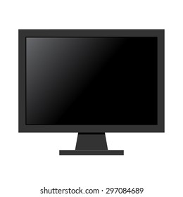 Black computer monitor flat design