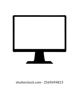 Black computer monitor flat silhouette icon flat vector illustration design.