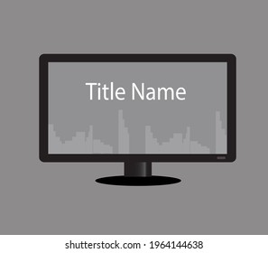 Black computer monitor gray background with typography template