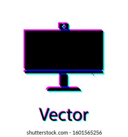 Black Computer monitor icon isolated on white background. PC component sign.  Vector Illustration