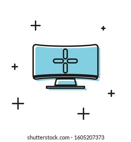 Black Computer monitor icon isolated on white background. PC component sign.  Vector Illustration