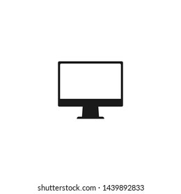 Black computer monitor  isolated on white. Flat vector simple icon. Internet search symbol. Good for web and mobile design.  