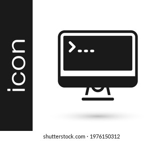 Black Computer monitor screen icon isolated on white background. Electronic device. Front view.  Vector