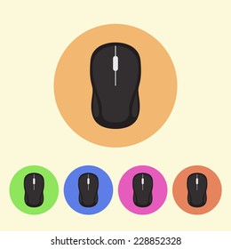 black computer mouse colored round icons