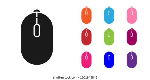 Black Computer mouse gaming icon isolated on white background. Optical with wheel symbol. Set icons colorful. Vector Illustration