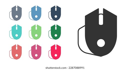 Black Computer mouse gaming icon isolated on white background. Optical with wheel symbol. Set icons colorful. Vector