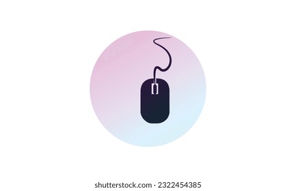 black computer mouse icon, isolated gradient color background