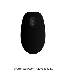 Black computer mouse isolated on a white background. Vector illustration in flat style