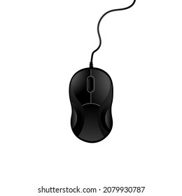 Black computer mouse on a white background. Vector illustration