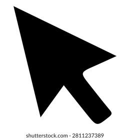A black computer mouse pointer icon on a white background, symbolizing digital navigation and user interface interaction.