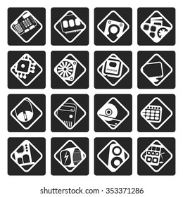 Black Computer  performance and equipment icons - vector icon set