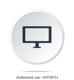 Black Computer Screen icon on white web button