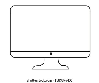 Black computer screen line icon vector