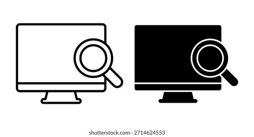 Black computer search icon bundle suitable for finding data, browsing content, and digital lookup actions.