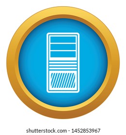 Black computer system unit icon blue vector isolated on white background for any design