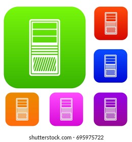 Black computer system unit set icon in different colors isolated vector illustration. Premium collection