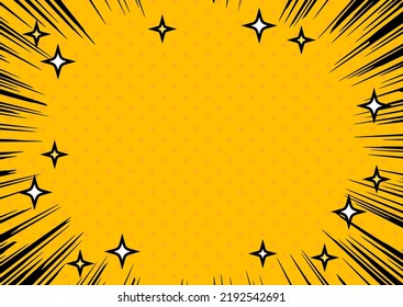 Líneas concentradas en negro y marco brillante en fondo amarillo