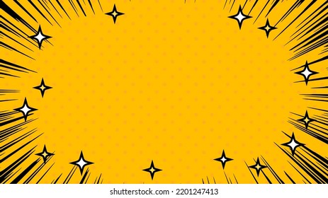 Black concentrated lines and glitter frame in yellow background