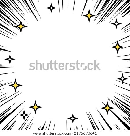 Black concentrated lines and glitter frame in white background