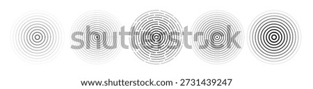 black concentric circle set rippled and dashed sound wave