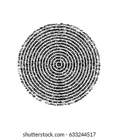 Black concentric grunge circle. Vector design element