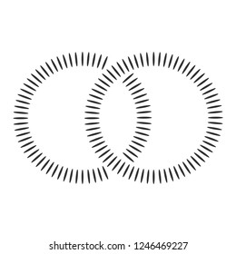 black concentric shapes that makes a two intersected rings. abstract geometric shapes. suitable for logo, product branding etc.
